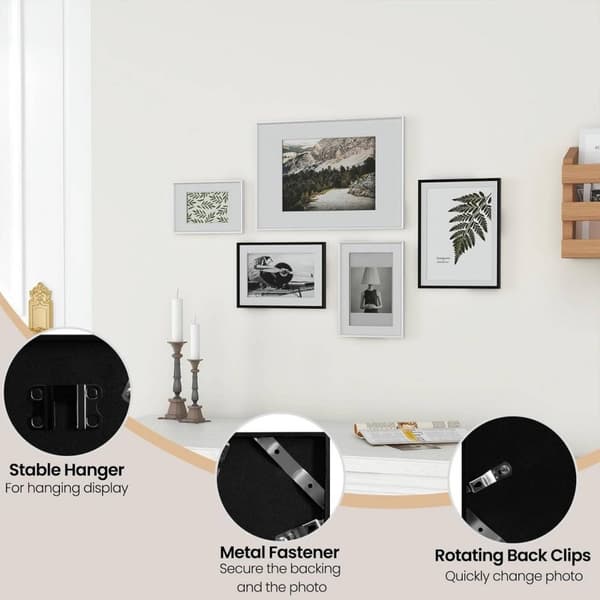 Rootz Premium-bildramset - Fotoskärm - Minnesramar - Slitstark aluminiumlegering - Mångsidig vägg- och bordsmontering - 10x15cm till 30x40cm