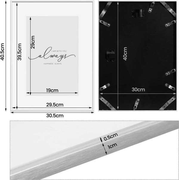 Rootz Premium billedrammer - Fotorammer - Displayrammer - Stilfuld, holdbar, alsidig - Væg- og bordplacering - 10x15 cm til 30x40 cm