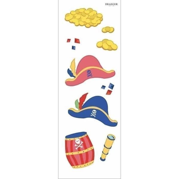 Pirate Hat and Treasure Wall Sticker - Draeger Paris - För barn - Flerfärgad - 19 x 10 cm och 1,5 x 1 cm