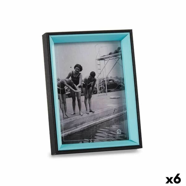 Fotoram Glas Svart Blå Trä MDF (6 antal) (3 x 20 x 15 cm)