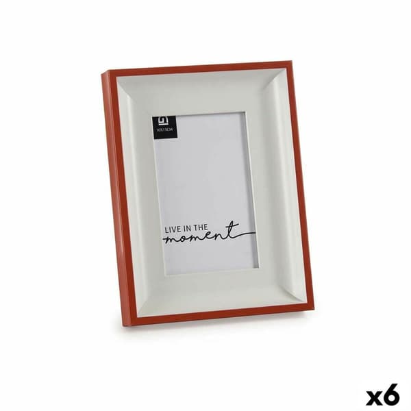 Fotoram Glas Röd Vit Plast (2,5 x 21 x 16 cm) (6 antal)