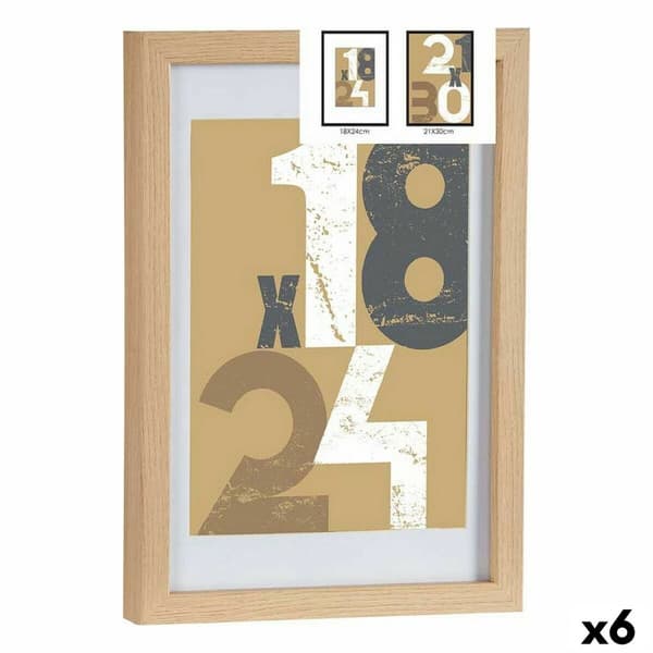 Fotoram 24 x 2,5 x 32,5 cm Naturell Glas Trä MDF (6 antal)
