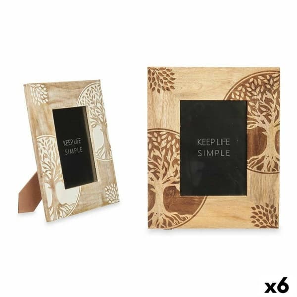 Fotoram Vit Brun Mangoträ Livets träd 22,3 x 28 x 1,5 cm (6 antal)