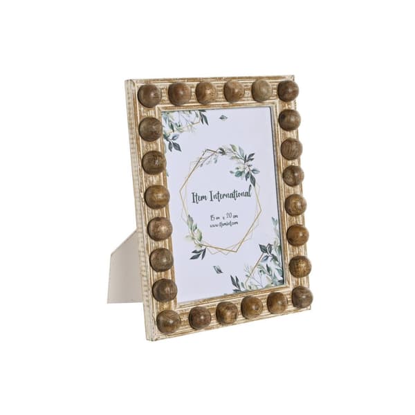 Fotoramme Home ESPRIT Hvid Brun Krystal Mangotræ 21 x 3 x 26 cm