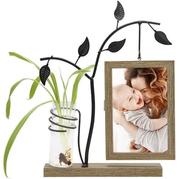 Fotoram 10x15 Personligt trä med vasdesign Dubbelsidigt glas Natur Ljusbrun Mor Mormor Mormor Fru Present