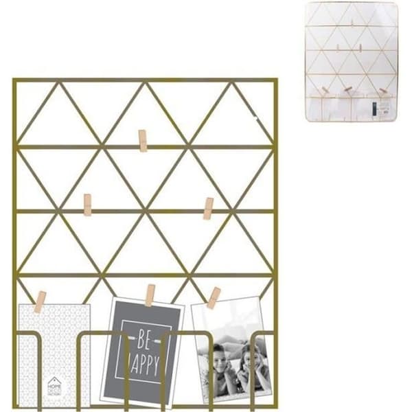 Trådbunden fotohållarcollage - AC-DÉCO - 6 klämmor - Metall - Guld - Väggdekoration
