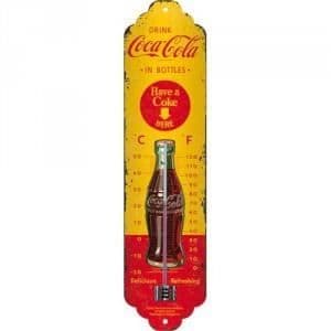Termometer - COCA-COLA - Liten flaska - Metall - 28 x 6,5 cm - Vintage