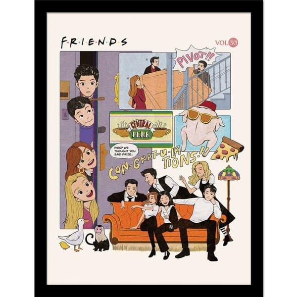 Friends 30 Years Comic Framed Poster