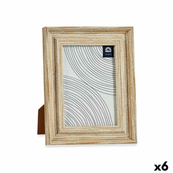 Fotoram Glas Gyllene Trä Brun Plast (19 x 2 x 24 cm) (6 antal)