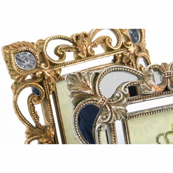 Kuvakehys DKD Home Decor 19 x 2 x 25 cm Hopeinen Kullattu Hartsi Shabby Chic (2 osaa)