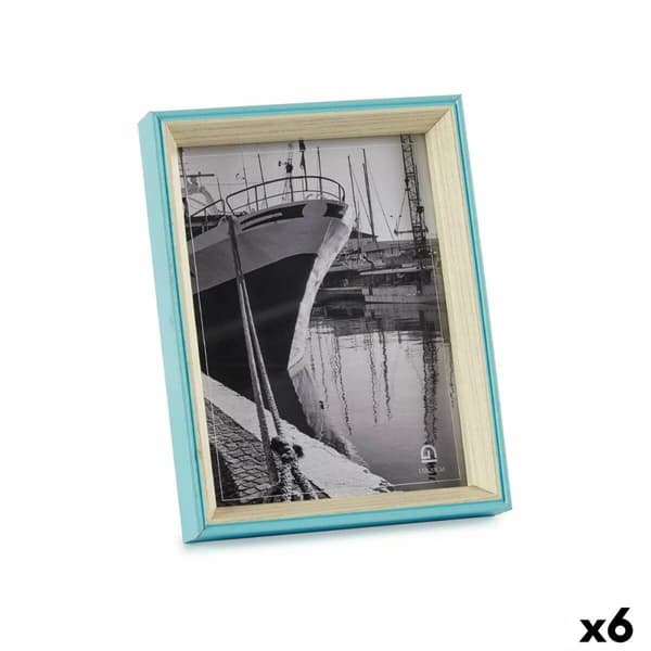 Kuvakehys Kristalli Sininen Valkoinen Puu MDF (3 x 22 x 17 cm) (6 osaa)