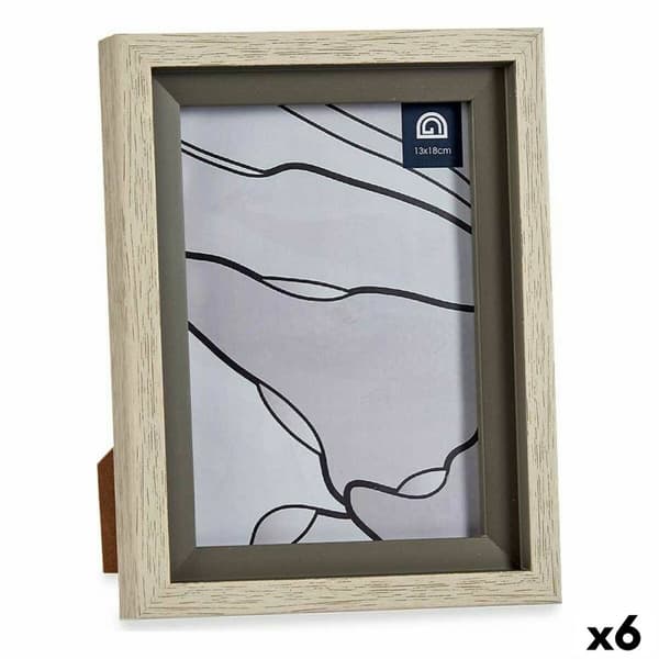 Fotoram 17 x 2 x 21,8 cm Glas Grå Beige Plast (6 antal)