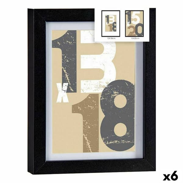Fotoram 18 x 23 x 2,5 cm Svart Glas Trä MDF (6 antal)