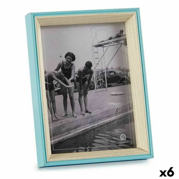 Fotoram Glas Blå Vit 3 x 20 x 15 cm Trä MDF (6 antal)