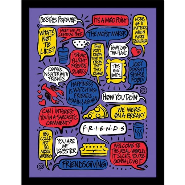 Friends 30 Years Quotes Framed Poster Multicoloured 45cm x 35cm