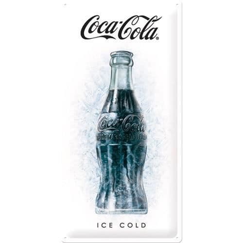 Metallskylt 25 x 50 cm: Coca-Cola Ice cold