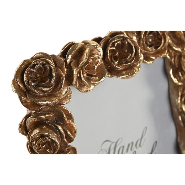 Kuvakehys DKD Home Decor Kullattu Hartsi Ruusulla Romanttinen 15,5 x 3,2 x 20,3 cm