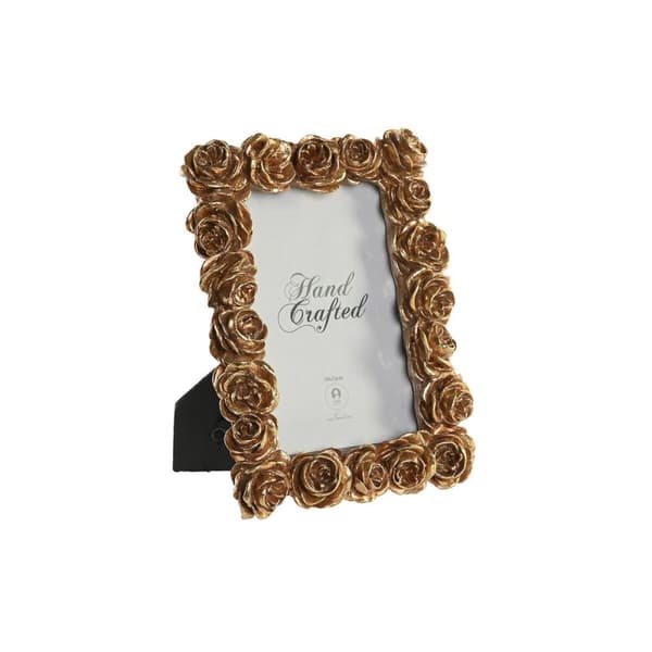 Fotoramme DKD Home Decor Gyllen Harpiks Roser Romantisk 15,5 x 3,2 x 20,3 cm