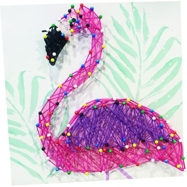 Tavla av trådspänning String Art Flamingo 21 x 21 cm