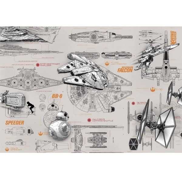 Tapeter - Komar - Star Wars Blueprints - 368 x 254 cm - Tvättbar - Lim ingår