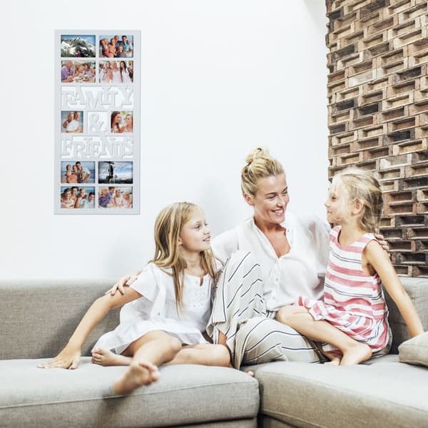 Relaxdays Pêle-mêle fotrahmen 10 foton Galleri vänner familj plast ram HxlxB: 74,5 x 35 x 2 cm, vit