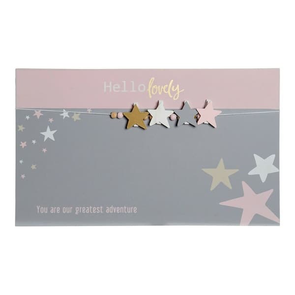 Valokuvakehys Pyykkipojilla DKD Home Decor Hello Lovely Puu MDF Tähdet 40 x 1 x 24 cm