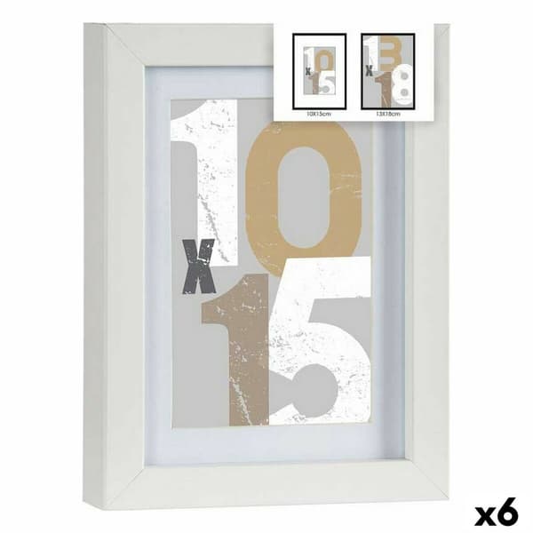 Kuvakehys Valkoinen Lasi Puu MDF 16 x 21 x 2,5 cm (6 osaa)