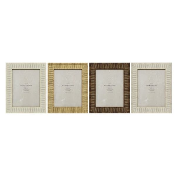 Kuvakehys Home ESPRIT Beige Luonnollinen Kristalli polystyreeni Skandinaavinen 20,5 x 2 x 25,5 cm (4 osaa)
