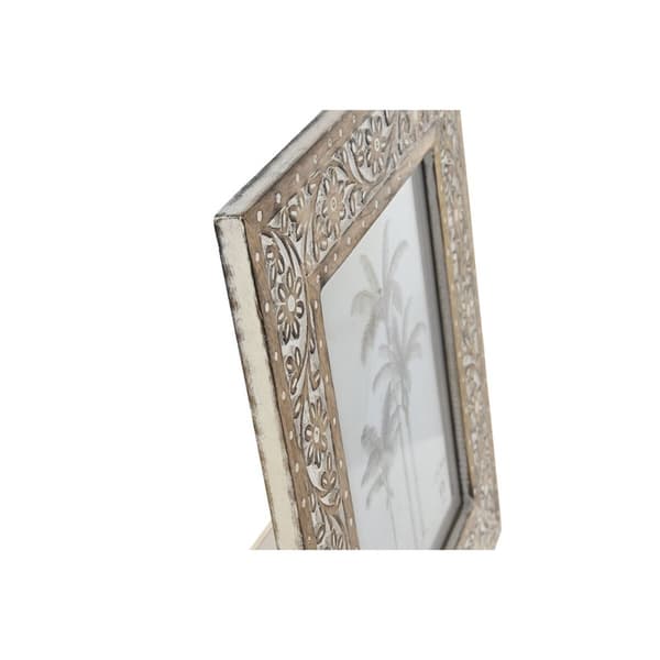 Fotoramme Home ESPRIT Hvit Naturell Krystall Treverk av mangotre Indianer 31,5 x 2 x 36,5 cm