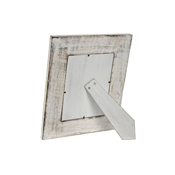 Fotoramme Home ESPRIT Hvit Naturell Krystall Treverk av mangotre Blomster Indianer 26,5 x 2 x 31,5 cm