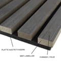 Miniatyrbild 6 av 6: PROVISTON Akustiska 3D väggpaneler 400 x 400 x 21 mm Lameller i MDF med träfån, mörk ekfärg Filttyg...