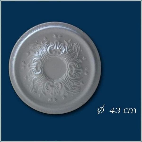 PROVISTON Stuckros "No. 12" Polystyren Diameter 430 mm Vit Takros Decorativ väggdekoration