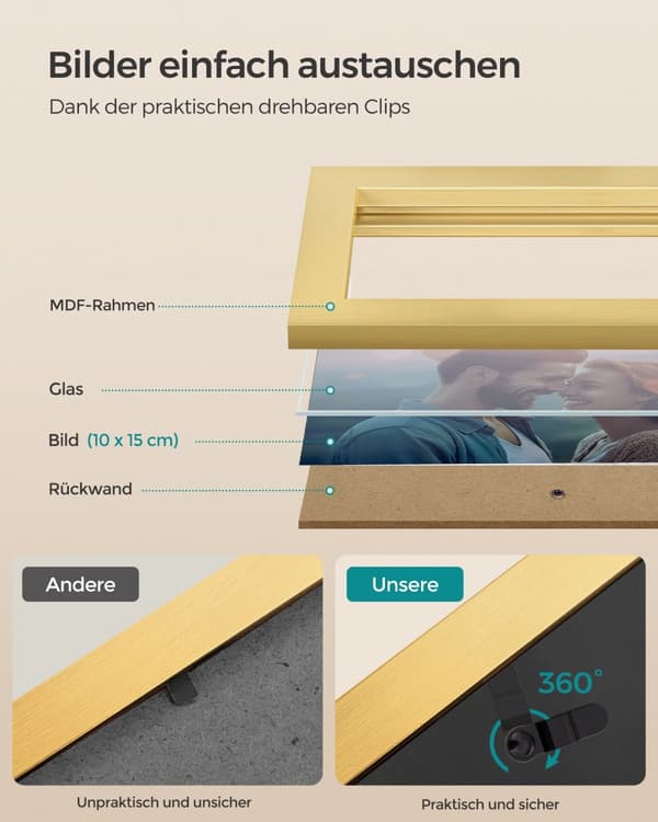 4 fotoramar för väggdekoration - 10 × 15 cm foton