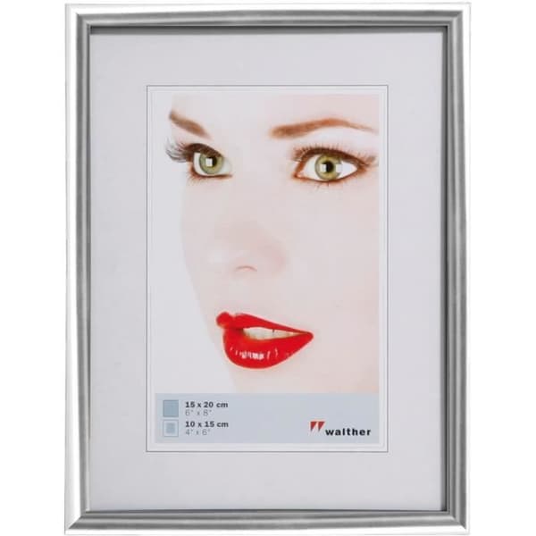 Walther Design Plast Fotoram ''galeria'' 15x20 (Fönster Passepartout 10x15) Shiny Silver