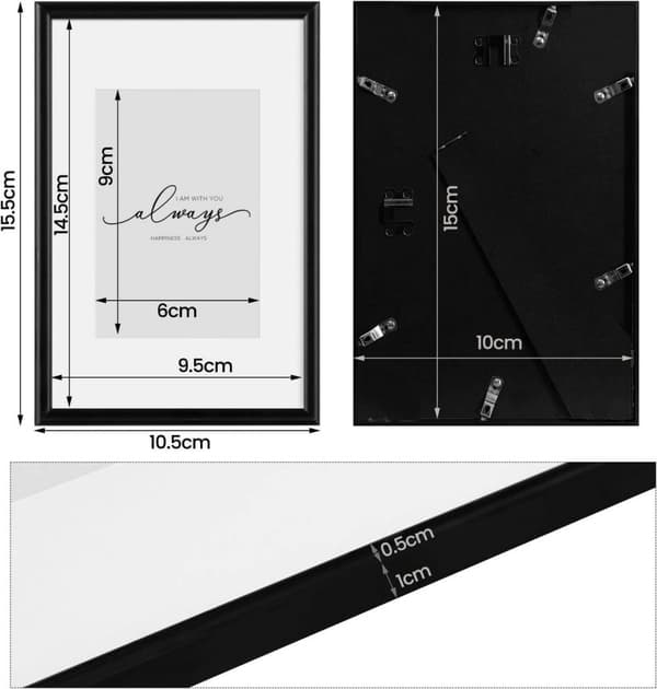 Rootz aluminium fotoramme - billedramme - væg- og bordskærm - plexiglas - 10x15 cm til 30x40 cm - Premium metalstruktur - boligindretning