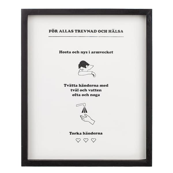 Skylt Hygien Tvätta Händerna