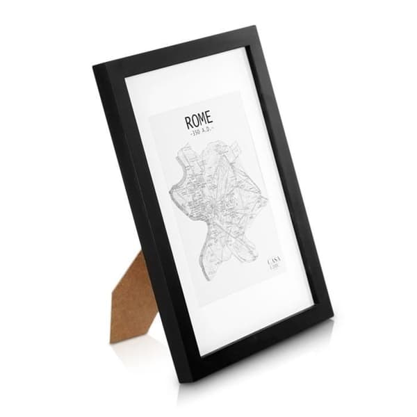 Ramar för A4 i massivt trä med härdat glas och medföljande passepartout 15 x 20 cm - Svart