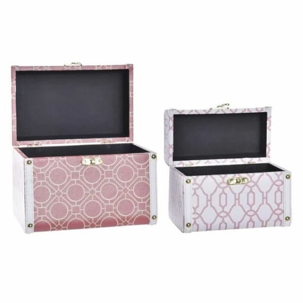 Set med dekorativa lådor DKD Home Decor Canvas Wood (24 x 18 x 19 cm)