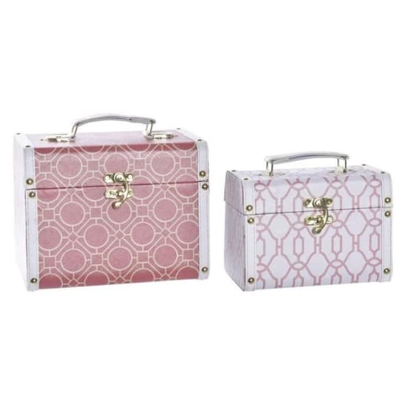 Set med dekorativa lådor DKD Home Decor Canvas Wood (24 x 18 x 19 cm)