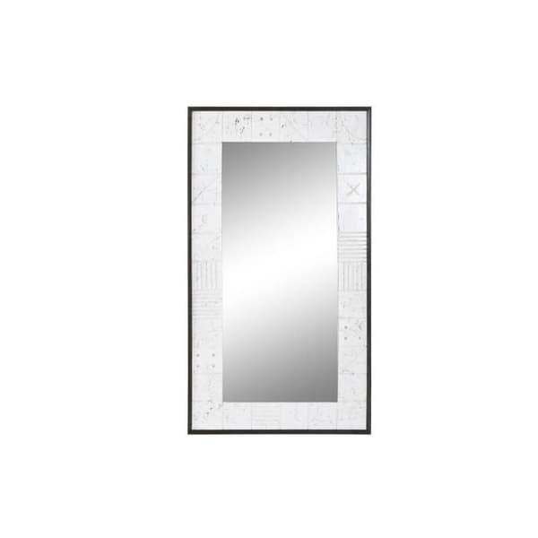 väggspegel 130 x 4 x 70 cm vitt glas modernt mangoträ