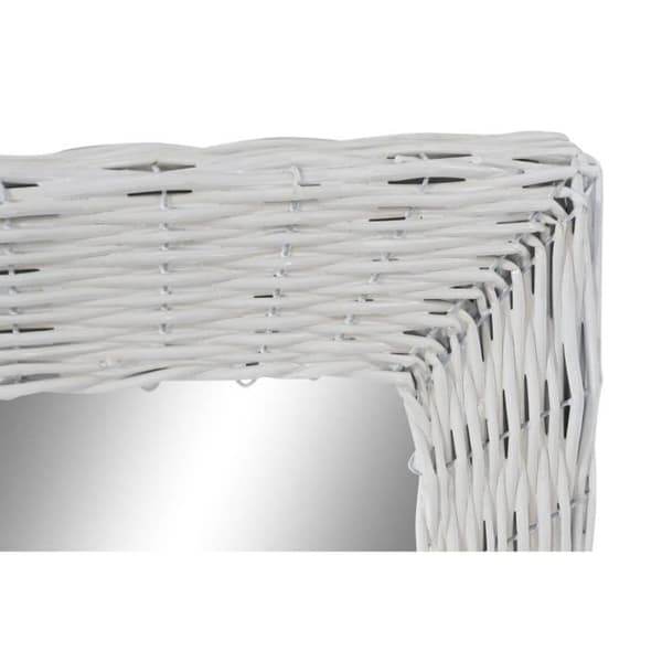 väggspegel glas mdf vit flätad stuga (53 x 63 x 4 cm) (53,5 x 4 x 62,5 cm)