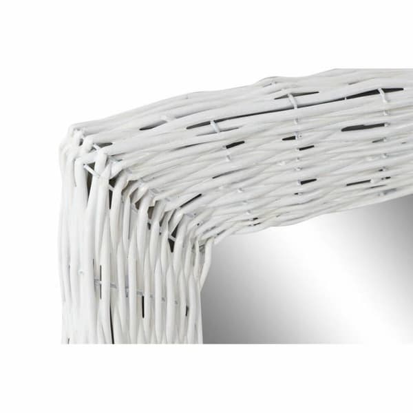 väggspegel glas mdf vit flätad stuga (53 x 63 x 4 cm) (53,5 x 4 x 62,5 cm)