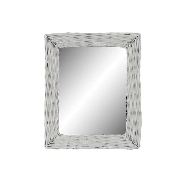 väggspegel glas mdf vit flätad stuga (53 x 63 x 4 cm) (53,5 x 4 x 62,5 cm)