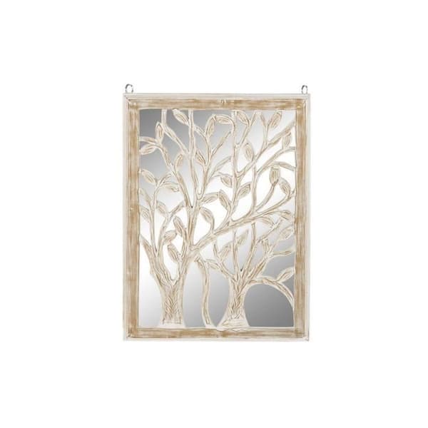 spegel väggdekoration träd vitt trä mdf (45 x 2,5 x 65 cm)
