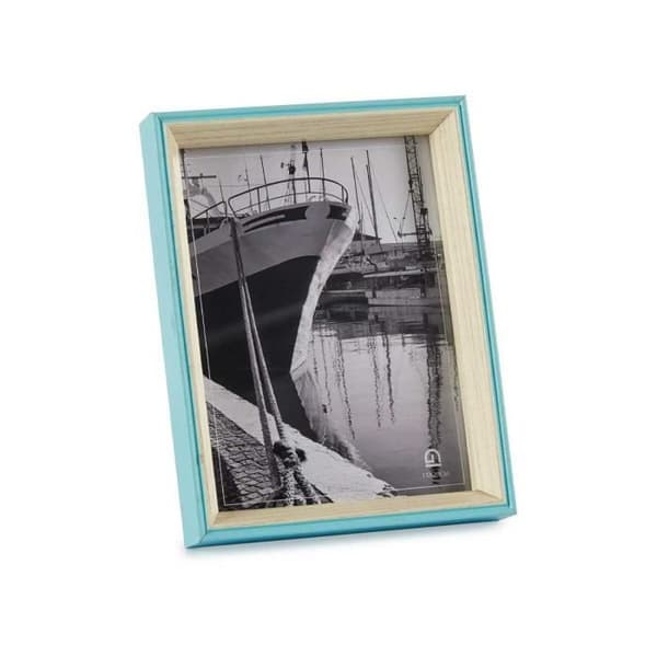 fotoram glas blå vit trä mdf (6 enheter)