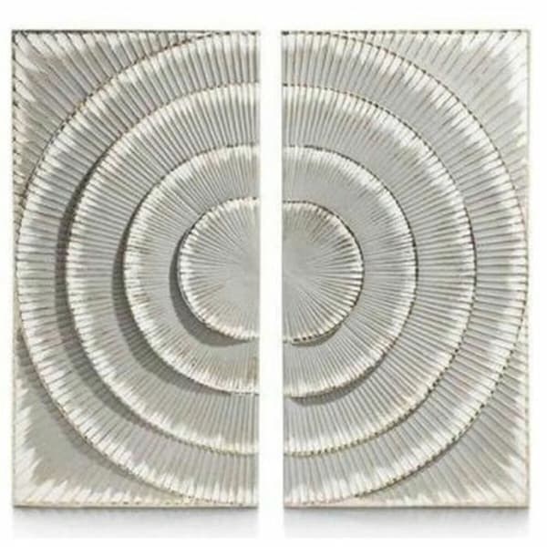 2-delad väggdekoration silvergrå moderna cirklar trä mdf (90 x 2 x 90 cm)