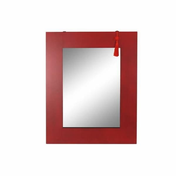 väggspegel gran röd svart mdf (70 x 2 x 90 cm)