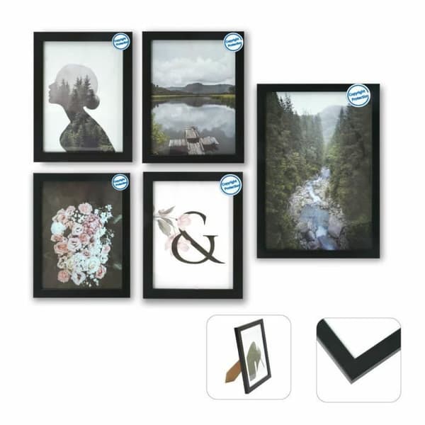 multipel fotoram 23 x 2 x 28 cm svart modernt trä mdf