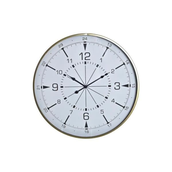 Väggklocka - LANA DECO - Kompass - Guldglas - Vit Metall - 60 x 3 x 60 cm