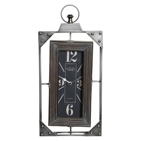 Väggklocka Thyann heminredning loft träjärn (29 x 6,5 x 61 cm)